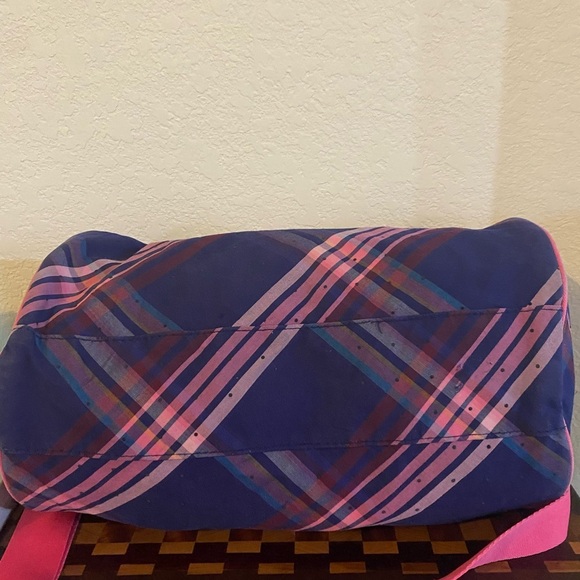 Vintage Tommy Hilfiger 13”x10”Plaid Academia Duffle Crossbody Bag Pink Blue - Picture 12 of 16
